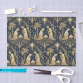 Art Deco Gold Nativity Pattern on Navy Seidenpapier (Handwerk)