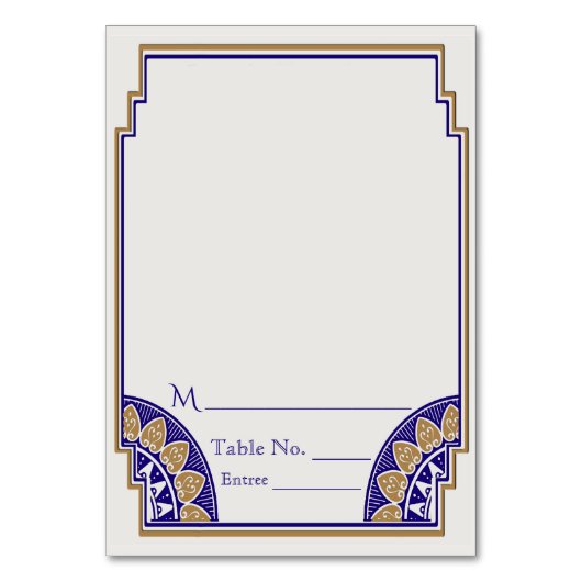 Art Deco Gold Navy Posh Platzkarte Tischnummer (Vorderseite)