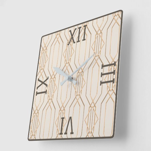 Art Deco Gold Pastell Dunkelbraune Wand Uhr (Winkel)