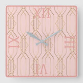 Art Deco Gold Pastell Rose Shades Square Uhr (Vorderseite)