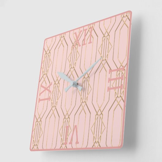 Art Deco Gold Pastell Rose Shades Square Uhr (Winkel)