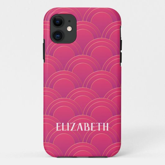 Art Deco Gold Pink Name Personalisiert Custom Case-Mate iPhone Hülle (Rückseite)