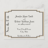 Art Deco Gold Posh Save the Date Postkarte (Vorderseite)