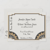Art Deco Gold Posh Save the Date Postkarte (Vorne/Hinten)