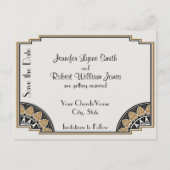 Art Deco Gold Posh Save the Date Postkarte (Vorderseite)