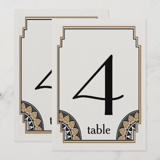 Art Deco Gold Posh Tischnummer 4 (Vorne/Hinten)