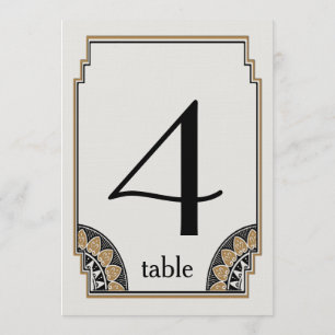 Art Deco Gold Posh Tischnummer 4