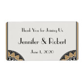 Art Deco Gold Posh Wasser Flasche Etikett (Vorne)