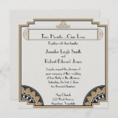Art Deco Gold Posh Wedding Einladung (Vorne/Hinten)