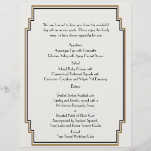 Art Deco Gold Posh Wedding Menü