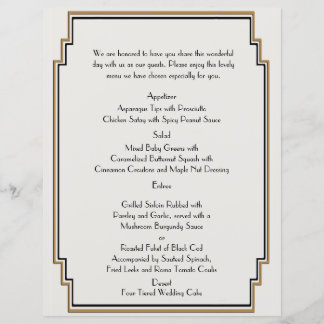 Art Deco Gold Posh Wedding Menü