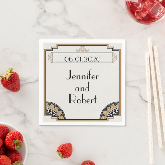 Art Deco Gold Posh Wedding Napkin Serviette (Beispiel)