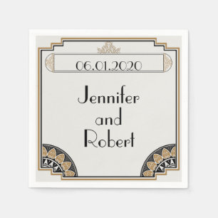 Art Deco Gold Posh Wedding Napkin Serviette