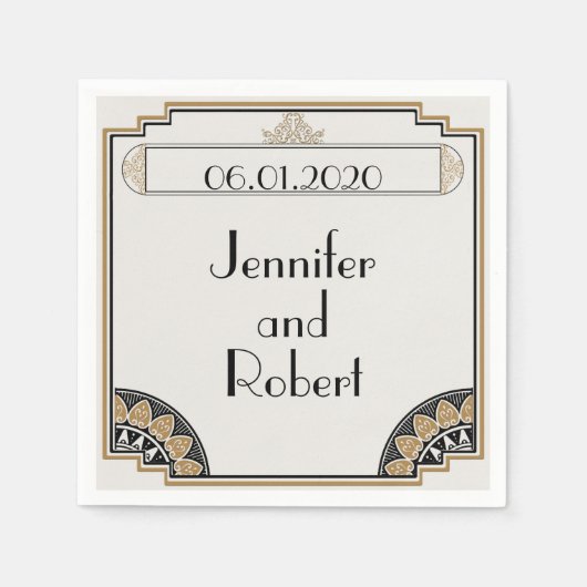 Art Deco Gold Posh Wedding Napkin Serviette (Vorderseite)