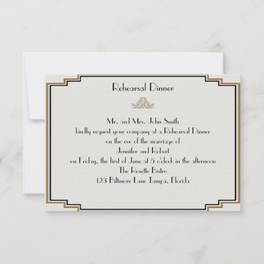 Art Deco Gold Posh Wedding Probe Einladung (Vorderseite)