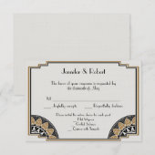 Art Deco Gold Posh Wedding Response Card RSVP Karte (Vorne/Hinten)