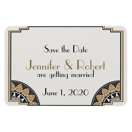 Art Deco Gold Posh Wedding Speichern Sie das Datum Magnet (Horizontal)