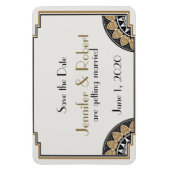 Art Deco Gold Posh Wedding Speichern Sie das Datum Magnet (Vertikal)
