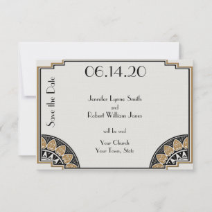 Art Deco Gold Posh Wedding Speichern Sie das Datum Save The Date