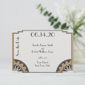 Art Deco Gold Posh Wedding Speichern Sie das Datum Save The Date (Stehend Vorderseite)