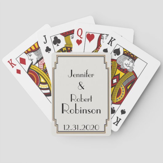 Art Deco Gold Posh Wedding Spielkarten (Rückseite)