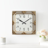 Art Deco Gold Quadratische Wanduhr (Zuhause)