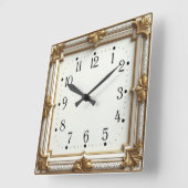 Art Deco Gold Quadratische Wanduhr (Winkel)
