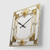 Art Deco Gold Quadratische Wanduhr (Winkel)