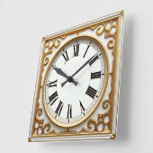 Art Deco Gold Quadratische Wanduhr (Winkel)