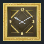 Art Deco Gold Quadratische Wanduhr<br><div class="desc">Great and high quality design. You will love it like others. Please be free to use this design for other product you like or to change and add your text. Thank you.</div>