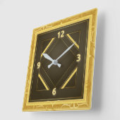 Art Deco Gold Quadratische Wanduhr (Winkel)