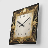 Art Deco Gold Quadratische Wanduhr (Winkel)