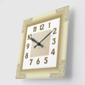 Art Deco Gold Quadratische Wanduhr (Winkel)