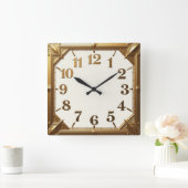 Art Deco Gold Quadratische Wanduhr (Zuhause)