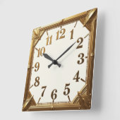 Art Deco Gold Quadratische Wanduhr (Winkel)