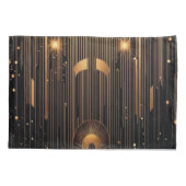 Art Deco Gold Rain Ägyptischer Art Schwarzer Stand Kissenbezug (Rückseite-Links)