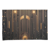 Art Deco Gold Rain Ägyptischer Art Schwarzer Stand Kissenbezug (Vorderseite-Rechts)