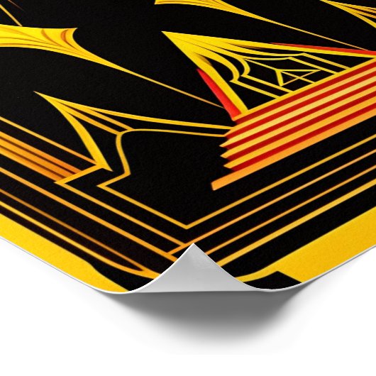 Art Deco Gold Red Black Artwork Poster (Ecke)