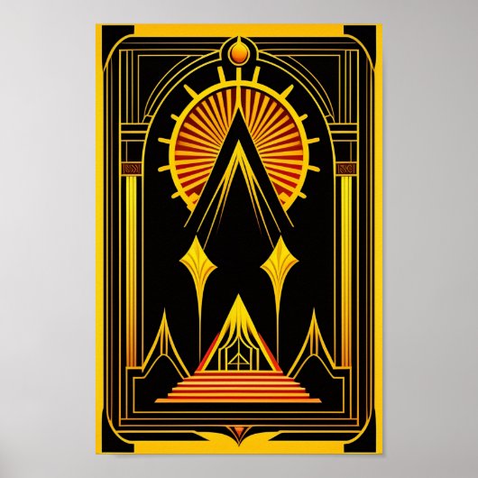 Art Deco Gold Red Black Artwork Poster (Vorne)