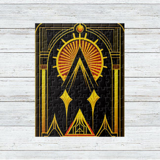 Art Deco Gold Red Black Artwork Puzzle