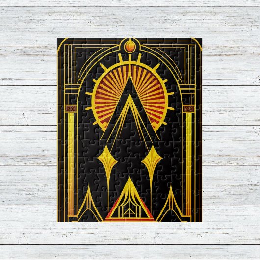 Art Deco Gold Red Black Artwork Puzzle