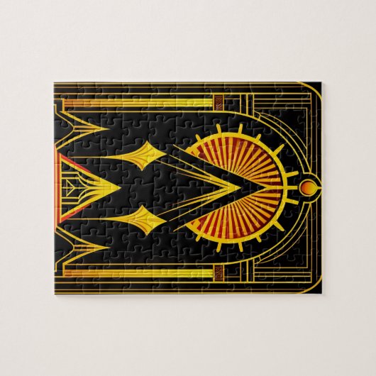 Art Deco Gold Red Black Artwork Puzzle (Horizontal)
