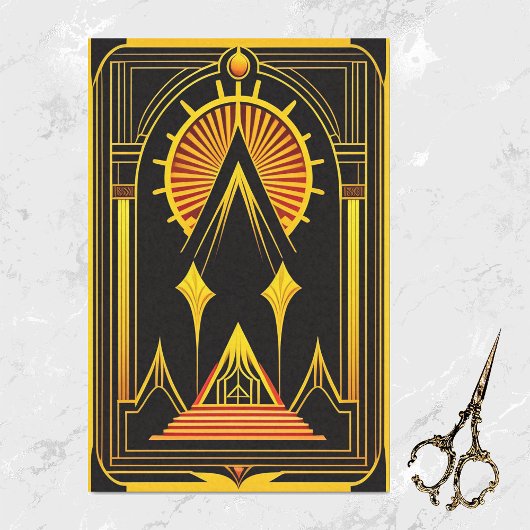 Art Deco Gold Red Black Artwork Seidenpapier