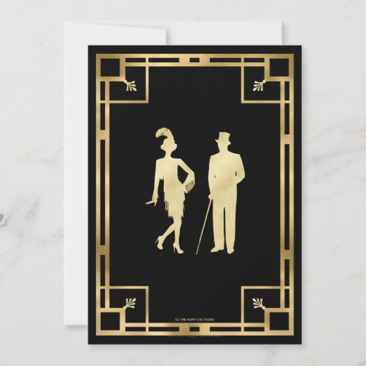 Art Deco Gold Roaring 20s Murder Mystery Party Einladung (Rückseite)