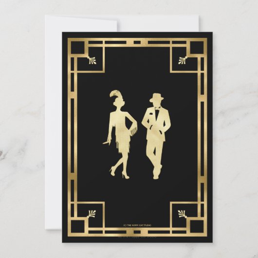 Art Deco Gold Roaring 20s Murder Mystery Party Einladung (Rückseite)