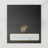 Art Deco Gold Rose Blätter Schwarze Streifen Hochz Platzkarte (Außenseite Aufgefaltet)
