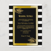 Art Deco Gold Rose Schwarze Streifen Hochzeit Begleitkarte (Vorderseite)