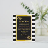 Art Deco Gold Rose Schwarze Streifen Hochzeit Begleitkarte (Stehend Vorderseite)