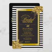 Art Deco Gold Rose & Streifen Brautparty Card Einladung (Vorne/Hinten)
