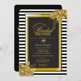 Art Deco Gold Rose & Streifen Brautparty Card Einladung